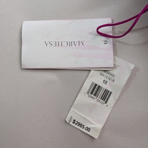 Marchesa Draped Off The Shoulder Crepe Midi Dress Floral Applique Pink Size 10 - Picture 6 of 10